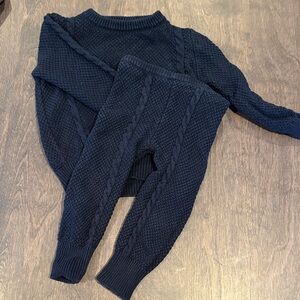Kids Navy Cable Knit Sweater Set